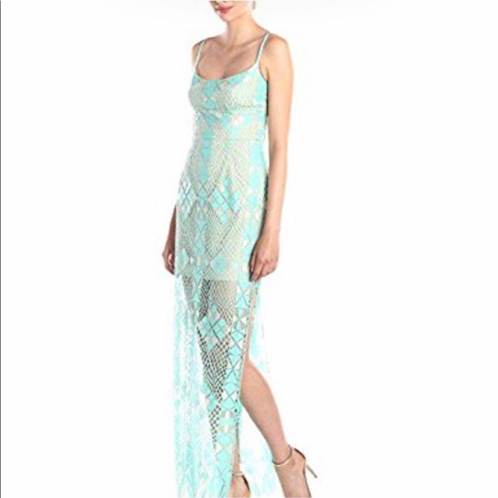 BCBGMAXAZRIA RARE Evelina Aqua/Mint Gown or Maxi Dress